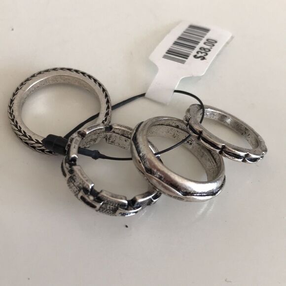 Free People Silver Tone Set of 4 Rings - Picture 3 of 3